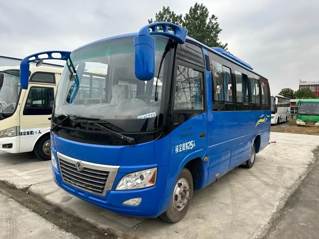 Benutztes kleines Bus-Blau färbt 25 Sitz-Yuchai-Maschine 130hp gleitendes Windows, das linke Hand Dongfeng-Bus DFA6660 fahren