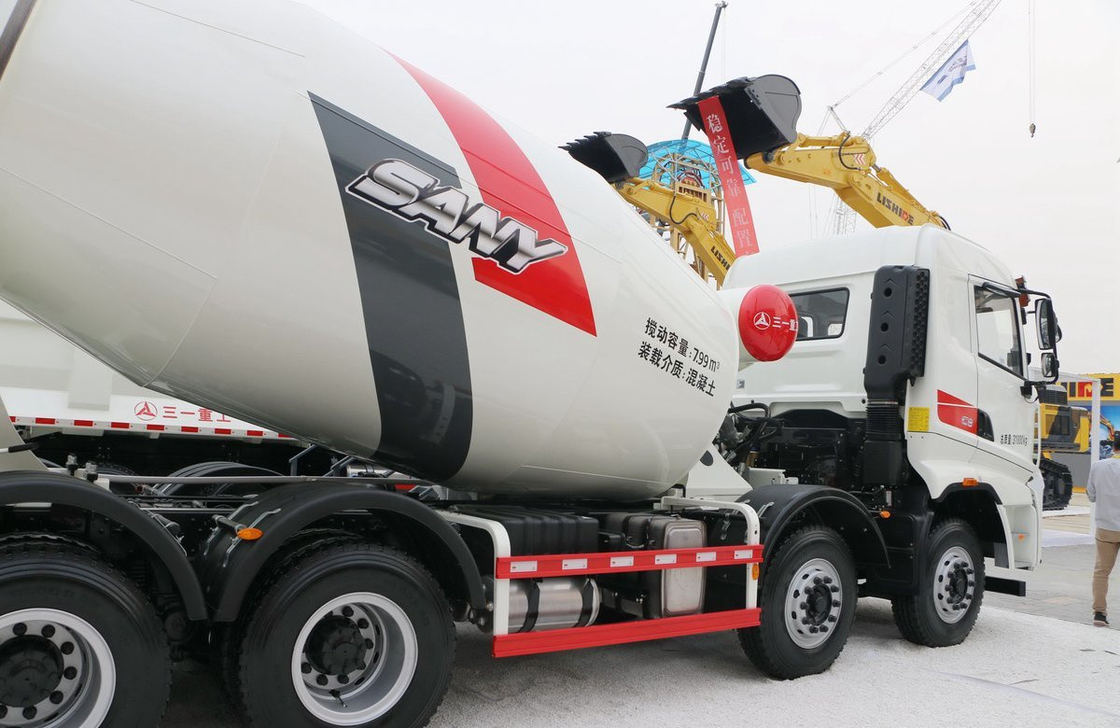 Betonfahrzeuge zum Verkauf Sany Mixer Truck 8m3 Tanker Kapazität 313 PS Motor Schnelle Übertragung