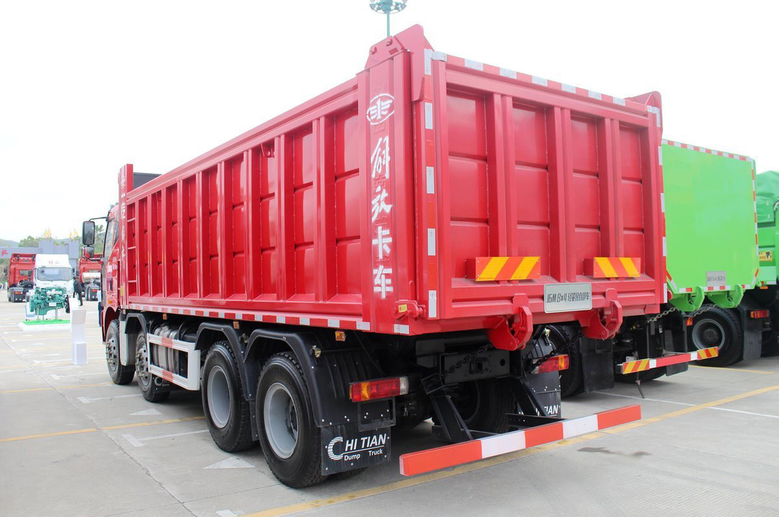 FAW Jiefang Dump Truck J6M Schwerlastwagen Diesel 350 PS Flat Top Single Row Sitz 8X4 6,5 m Rücken Flip Cargo Box