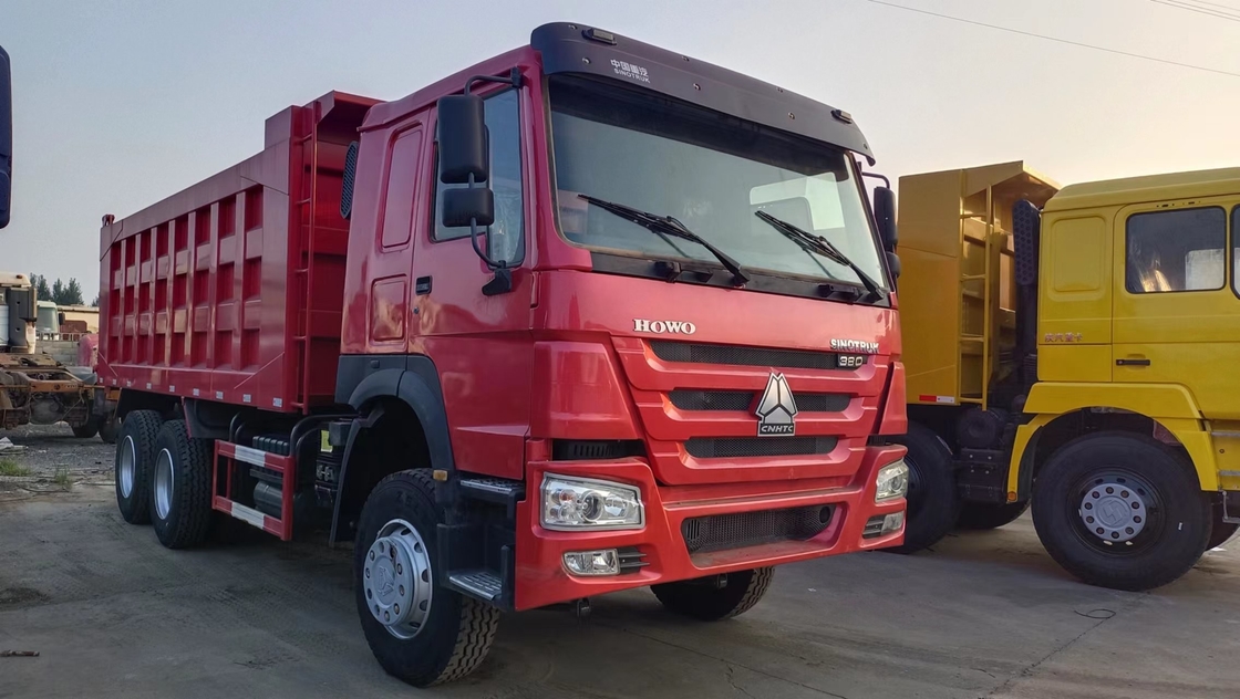 Howo Dump Truck Gebraucht eine und eine halbe Reihe Kabine Sinotruk Tipper 20cbm Box 380hp Euro 2 Emission