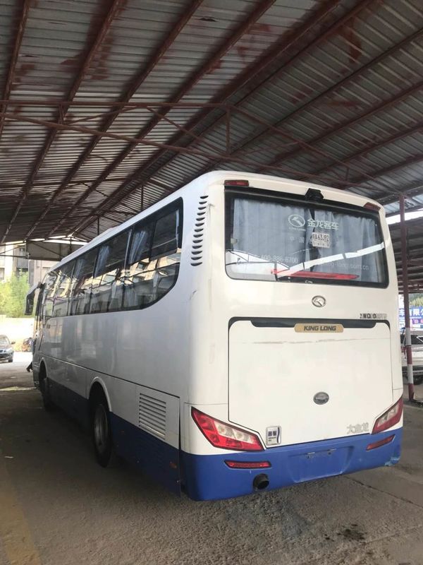 Reisebus Kinglong Marke benutzter Sencond-Handbus XMQ6898 39seats mit Wechselstrom-Heckmotor-Blau-und weißefarbguter Zustand