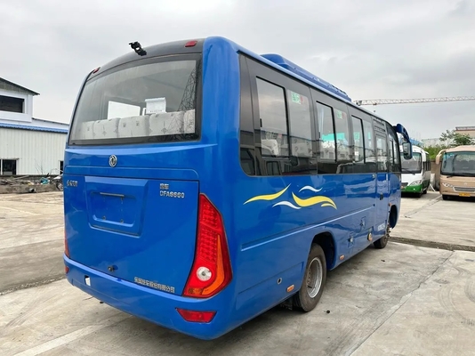 Benutztes kleines Bus-Blau färbt 25 Sitz-Yuchai-Maschine 130hp gleitendes Windows, das linke Hand Dongfeng-Bus DFA6660 fahren
